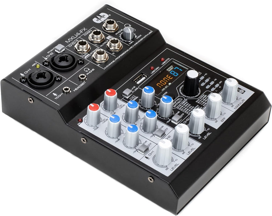 CAD Audio MXU4-FX 4 Channel Mixer with USB Interface and Digital Effects , Black