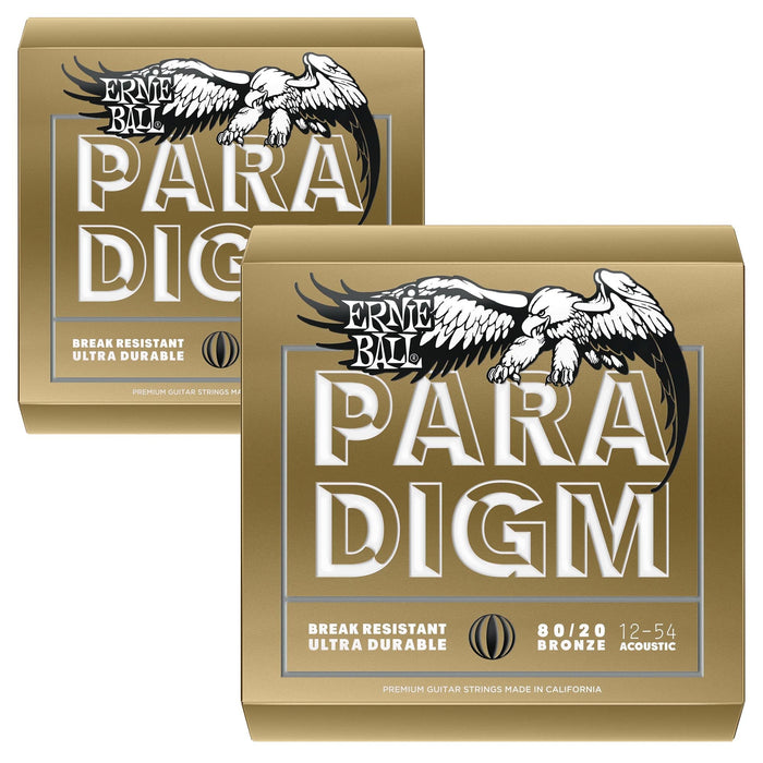 Ernie Ball 2-Pack 12-54 Paradigm Medium Light 80/20 Bronze Acoustic Guitar Strings