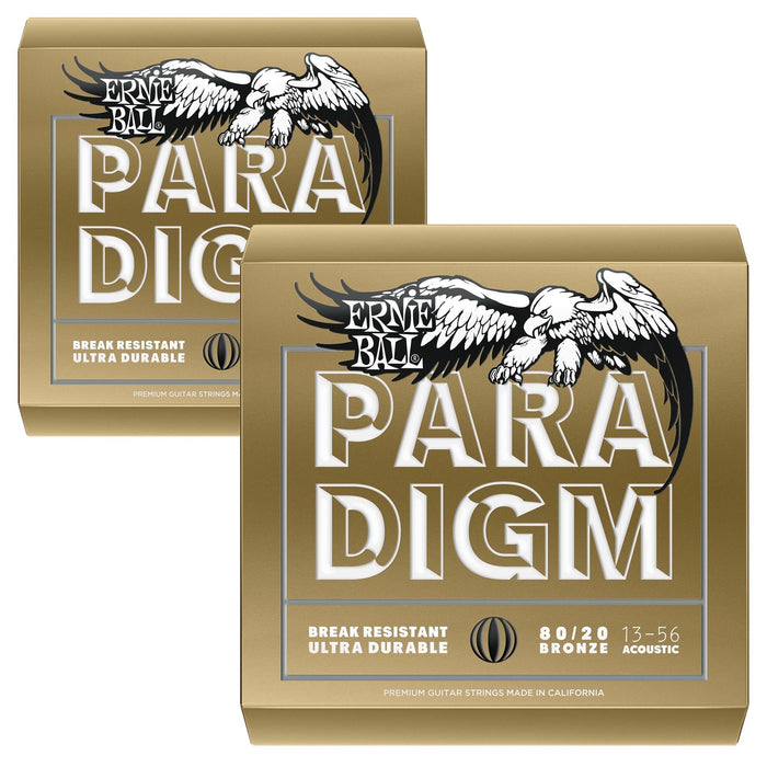 Ernie Ball 2-Pack 13-56 Paradigm Medium 80/20 Bronze Acoustic Guitar Strings