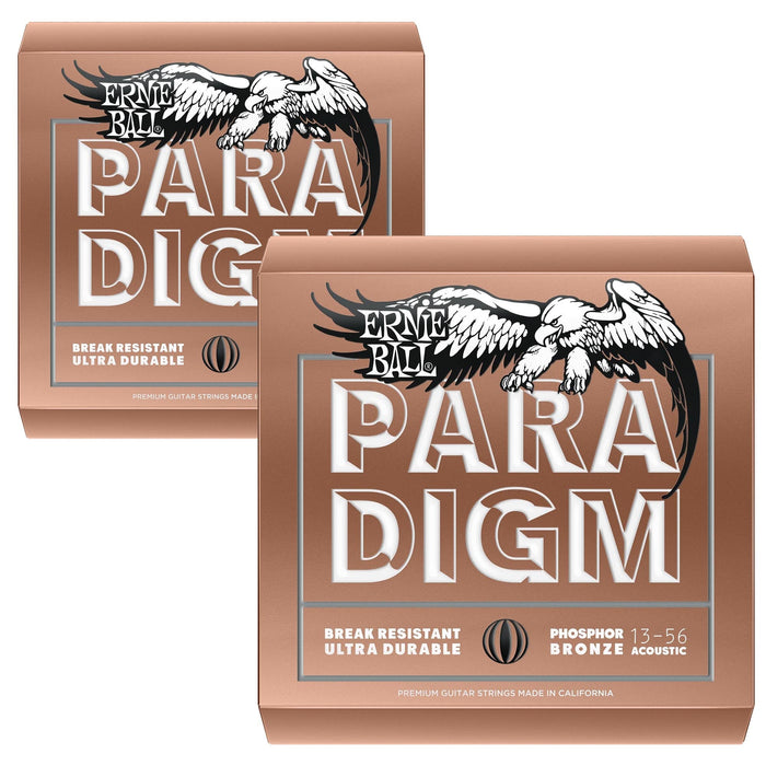 Cuerdas para guitarra acústica Ernie Ball Paradigm Medium Phosphor Bronze, paquete de 2, 13-56