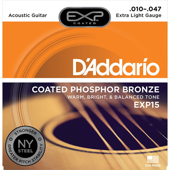 DAddario 10-47 Coated Extra Light Phosphor Bronze Acoustic Strings