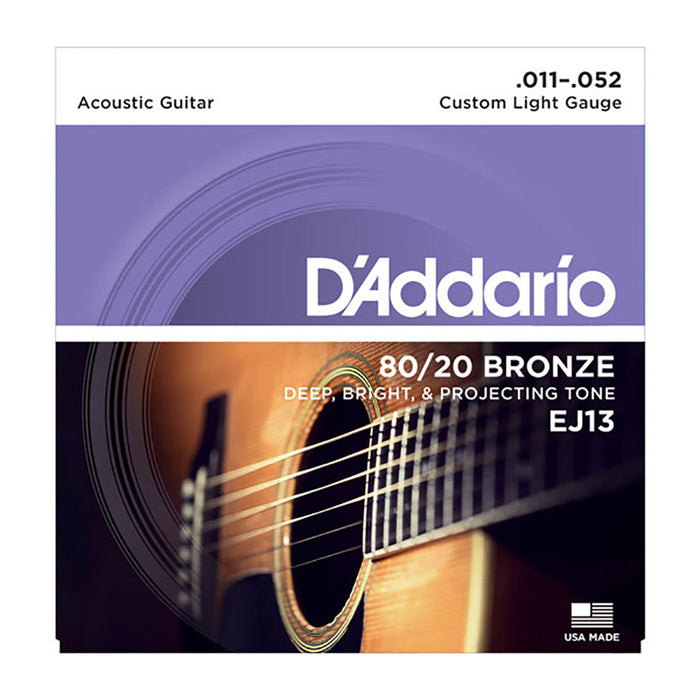 Cuerdas acústicas DAddario 11-52 Custom Light 80/20 de bronce