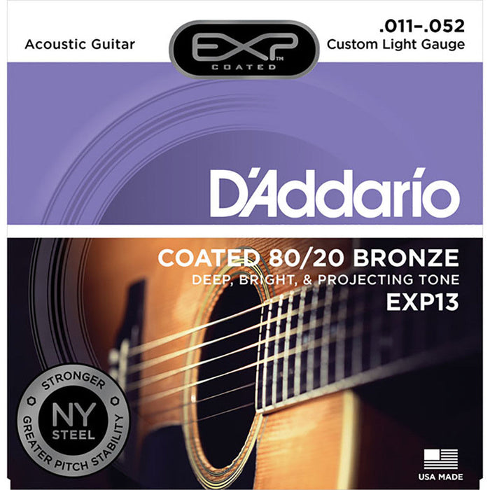 DAddario 11-52 Custom Light Coated 80/20 Bronze Acoustic Strings