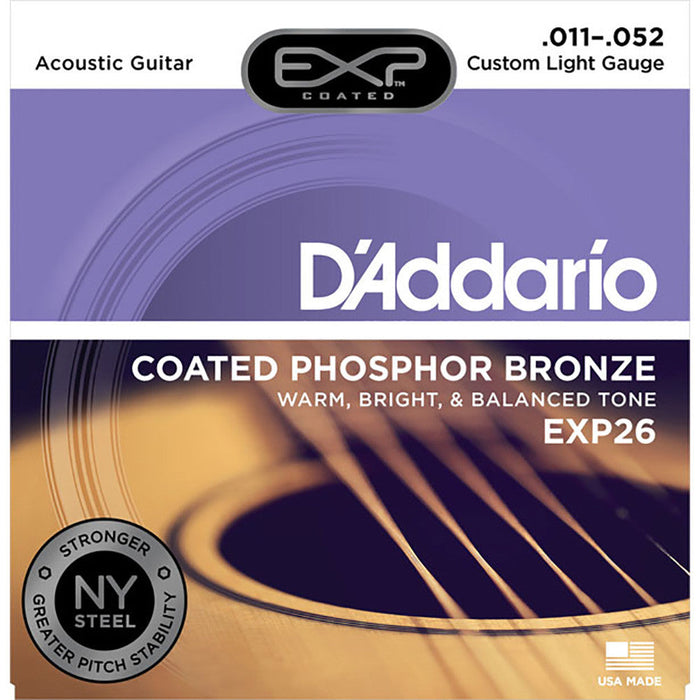 DAddario 11-52 Custom Light Coated Phosphor Bronze Acoustic Strings