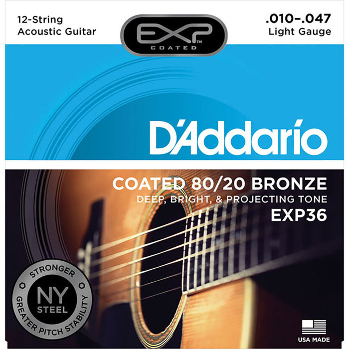 DAddario 12String Coated 80/20 Bronze Light Acoustic