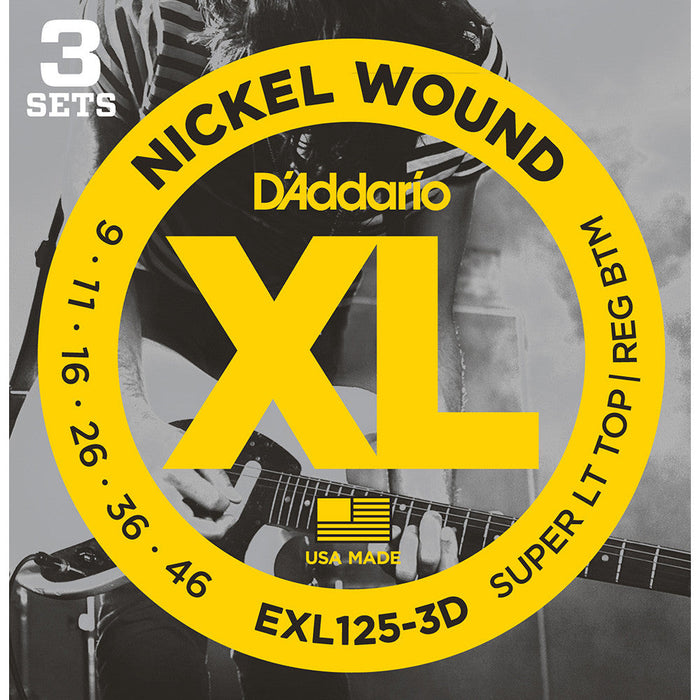 DAddario 9-46 Super Light Top Regular Bottom Nickel Wound Electric Strings - 3-Pack