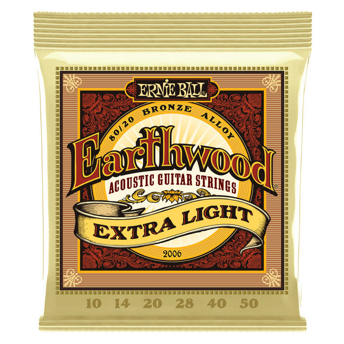 Cuerdas para guitarra acústica Ernie Ball 10-50 Earthwood Extra Light 80/20 Bronze