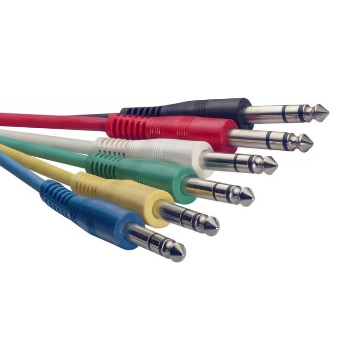 Stereo patch cable 6 x jack/jack (m/m) 30 cm (1') moulded plastic 12 inches