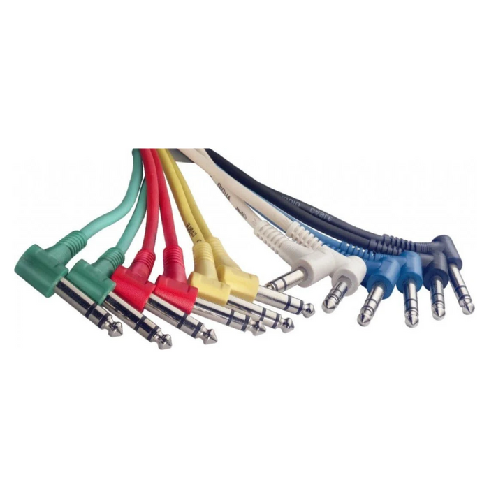 Stereo patch cable 6 x jack/jack (m/m, L-shaped) 60 cm (2') moulded plastic 24 inches