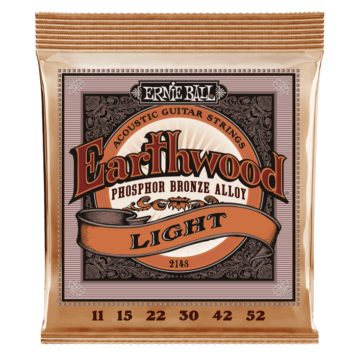 ERNIE BALL 2148 EARTHWOOD LIGHT PHOSPHOR BRONZE ACOUSTIC GUITAR STRINGS - 11-52 GAUGE