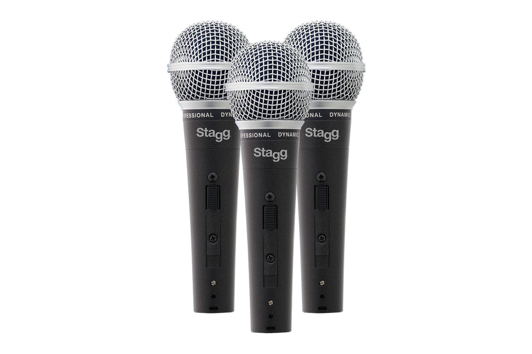 Stagg SDM50-3 Professional Cardioid Dynamic Microphones 3 Pack - DC78 Cartridge