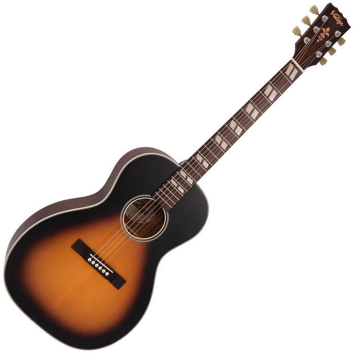 Vintage V180VSB Historic Series Parlour Acoustic Guitar - Vintage Sunburst