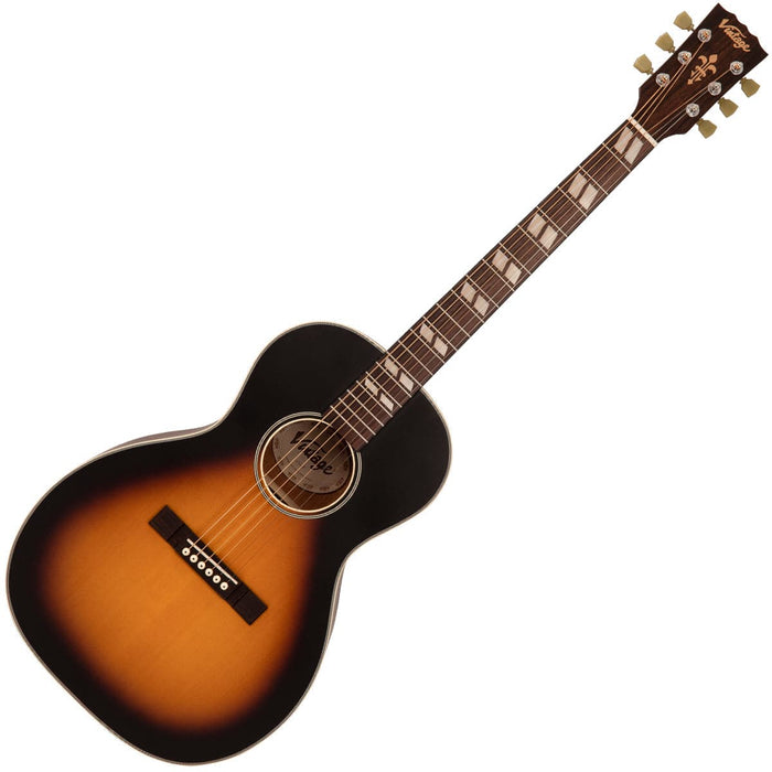 Vintage V180VSB Historic Series Parlour Acoustic Guitar - Vintage Sunburst