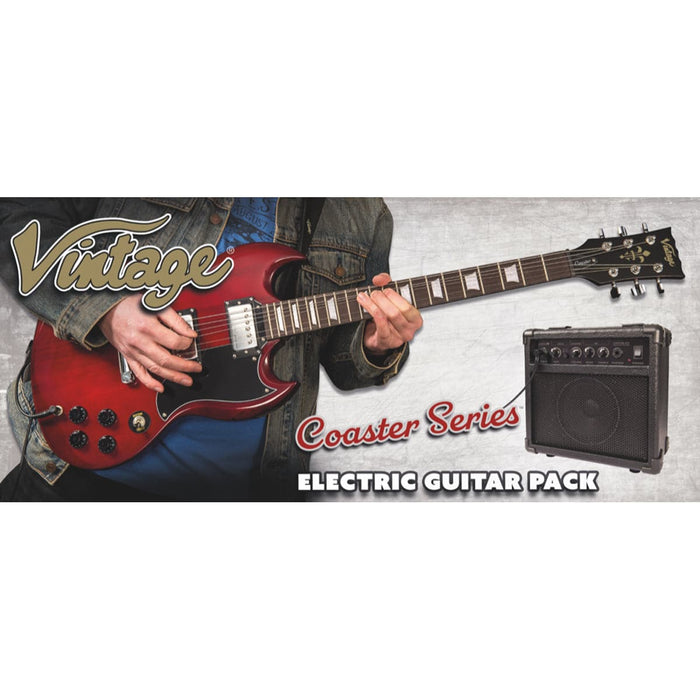 Vintage V69 Coaster Series Electric Guitar Pack ~ Cherry Red