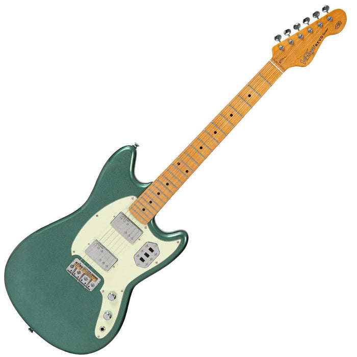 Vintage REVO Series 'Colt HH Twin Hardtail' Guitar ~ Metallic Sherwood Green