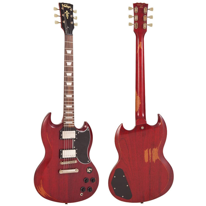 Vintage VS6 ICON Electric Guitar ~ Distressed Cherry Red