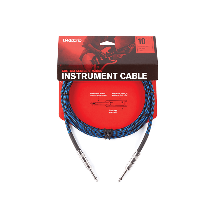 DAddario 15 foot Braided Instrument Cable, Blue