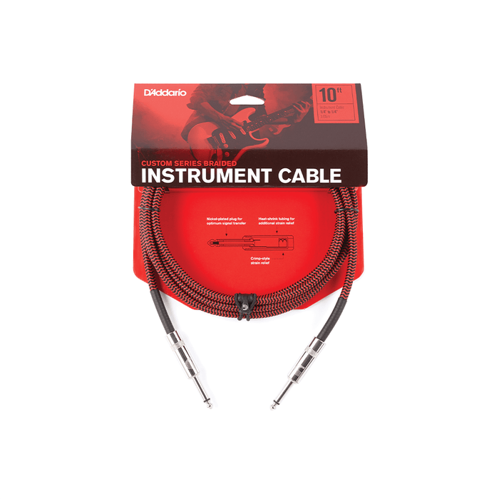 DAddario 15 foot Braided Instrument Cable, Red