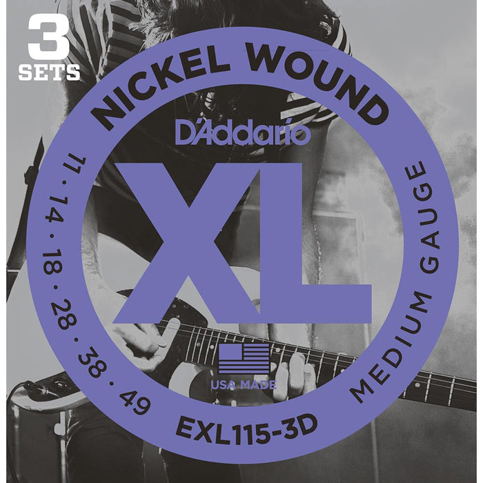 DAddario 11-49 Nickel Wound - Medium/Blues-Jazz Rock - 3-Pack