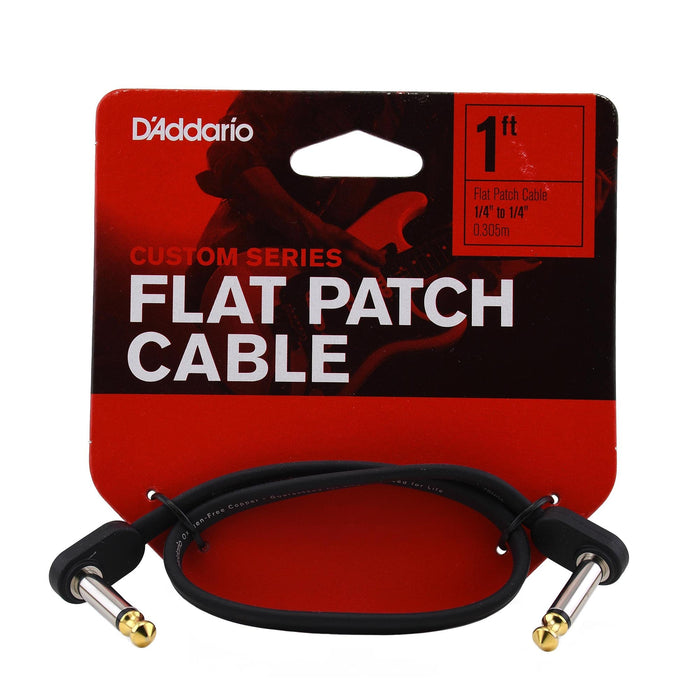 DAddario 1 foot Flat Patch Cable Right Angle, Single Pack