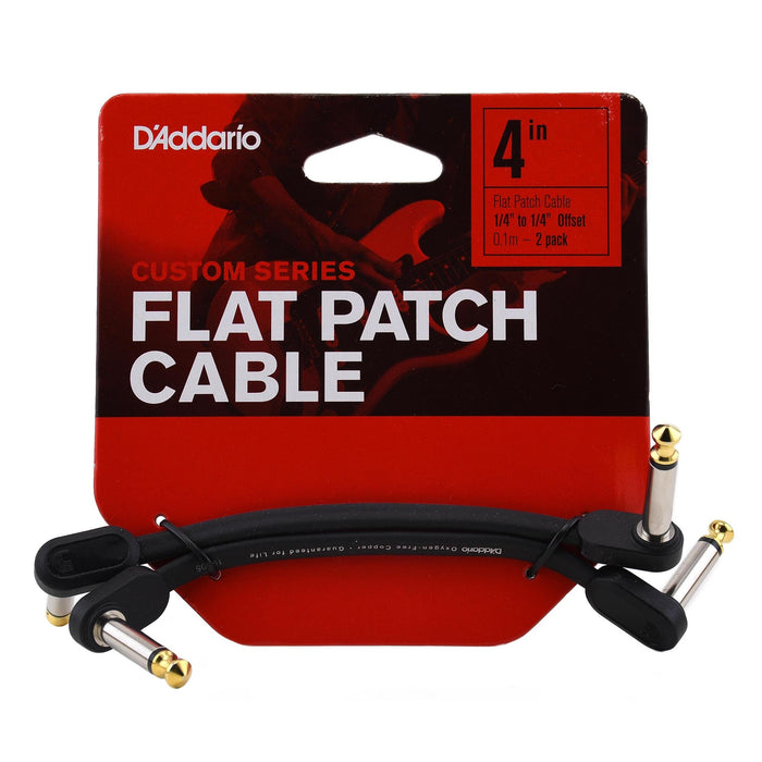 DAddario 4 Inch Flat Patch Cable Offset Right Angle, Twin Pack