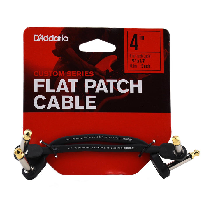 DAddario 4 Inch Flat Patch Cable Right Angle, Twin Pack