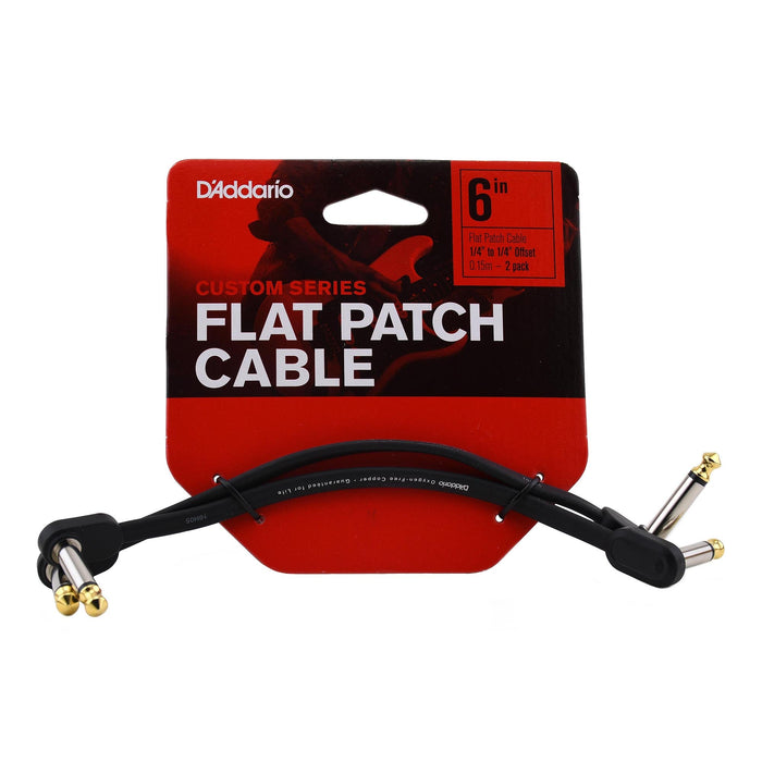 DAddario 6 Inch Flat Patch Cable Offset Right Angle, Twin Pack