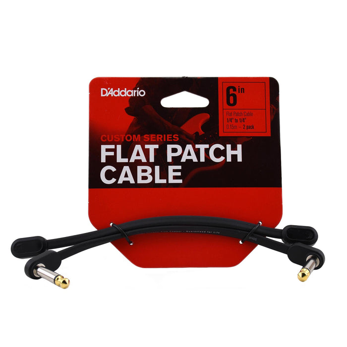 DAddario 6 Inch Flat Patch Cable Right Angle, Twin Pack