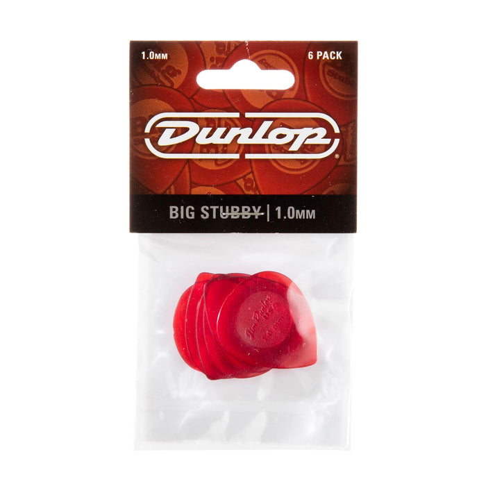 Paquete de 6 púas Dunlop 1.0 Big Stubby rojas