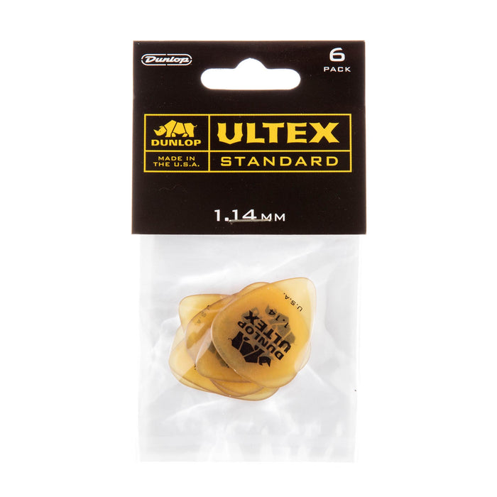 Paquete de 6 púas estándar Dunlop 1.14 Yellow Ultex