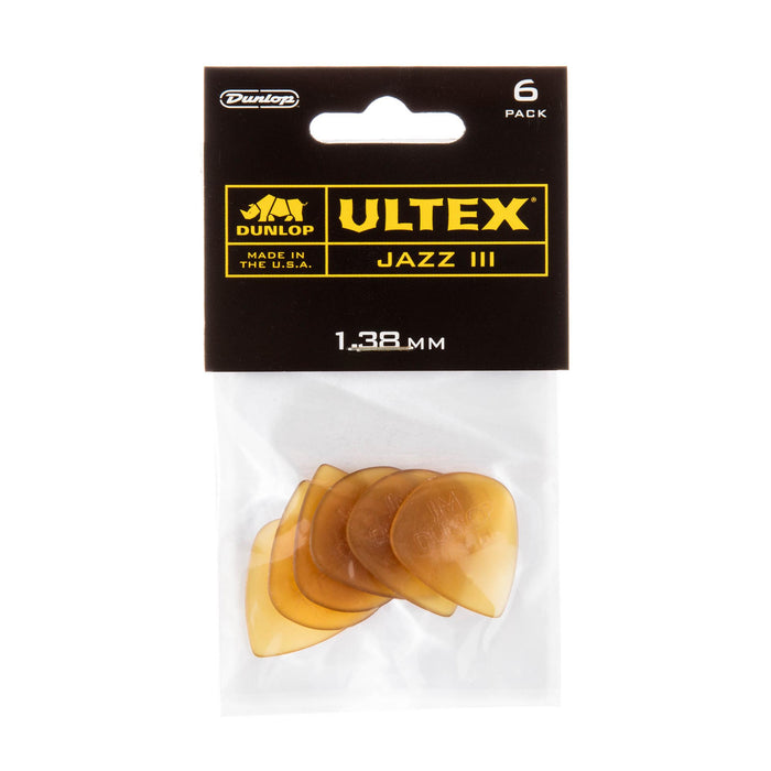 Púas Dunlop 1.38 Ultex Jazz III amarillas, paquete de 6