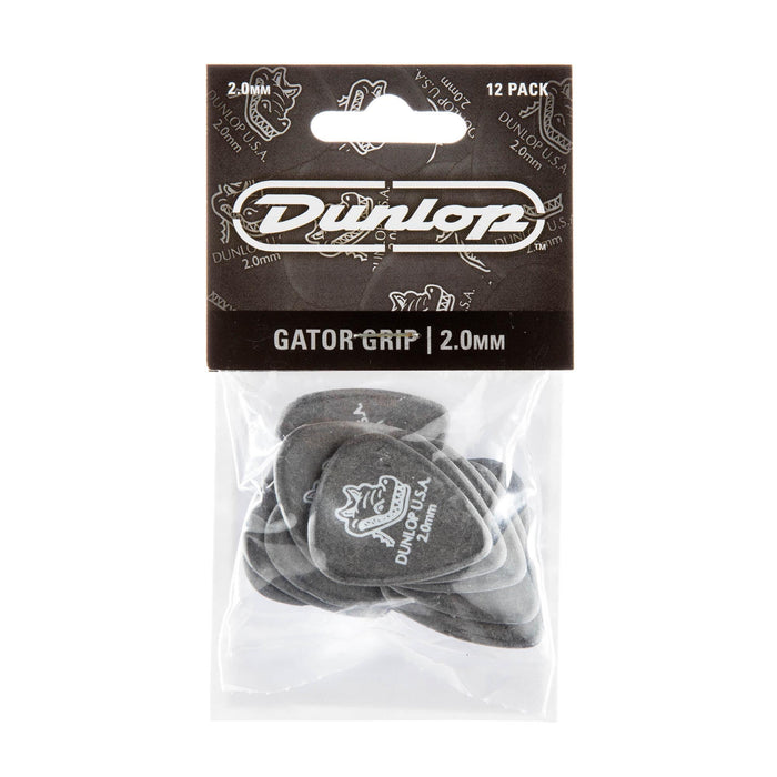 Dunlop 2.0 Black Gator Grip Standard Picks 12 Pack