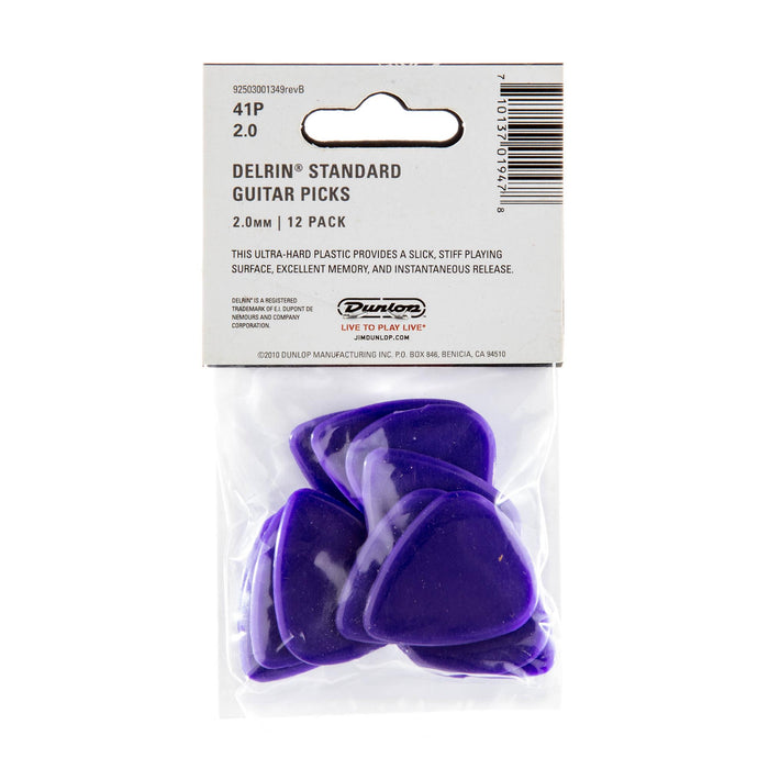 Dunlop 2.0 Purple Delrin 500 Standard Picks 12 Pack