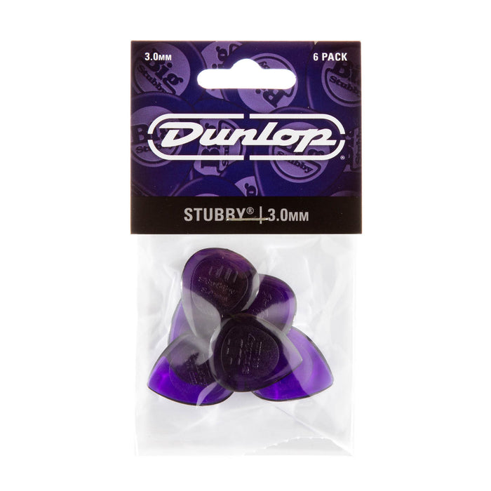 Púas Dunlop 3.0 Blue Stubby Jazz, paquete de 6