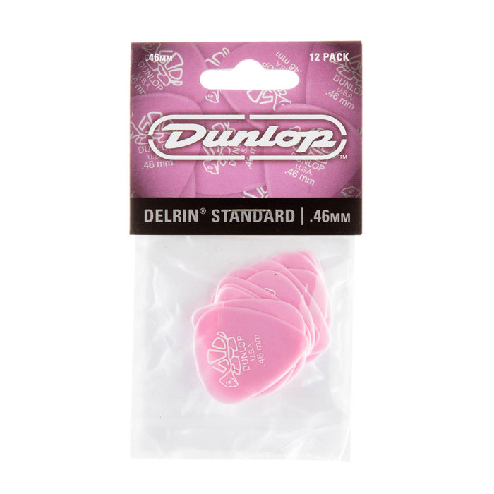 Púas Dunlop .46 Delrin 500 Standard de color rosa claro, paquete de 12