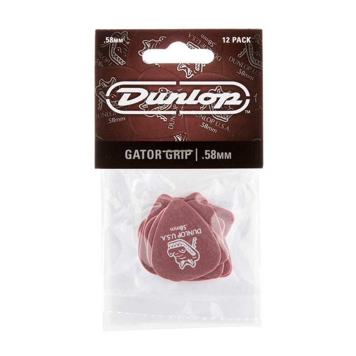 Púas Dunlop .58 Red Gator Grip Standard, paquete de 12