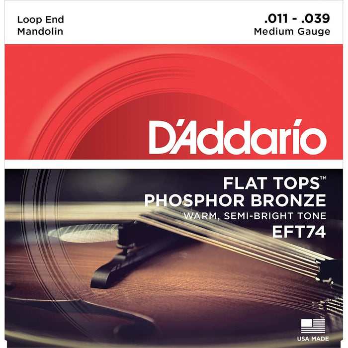 DAddario 11-39 Flat Tops Phosphor Bronze Mandolin Strings - Medium