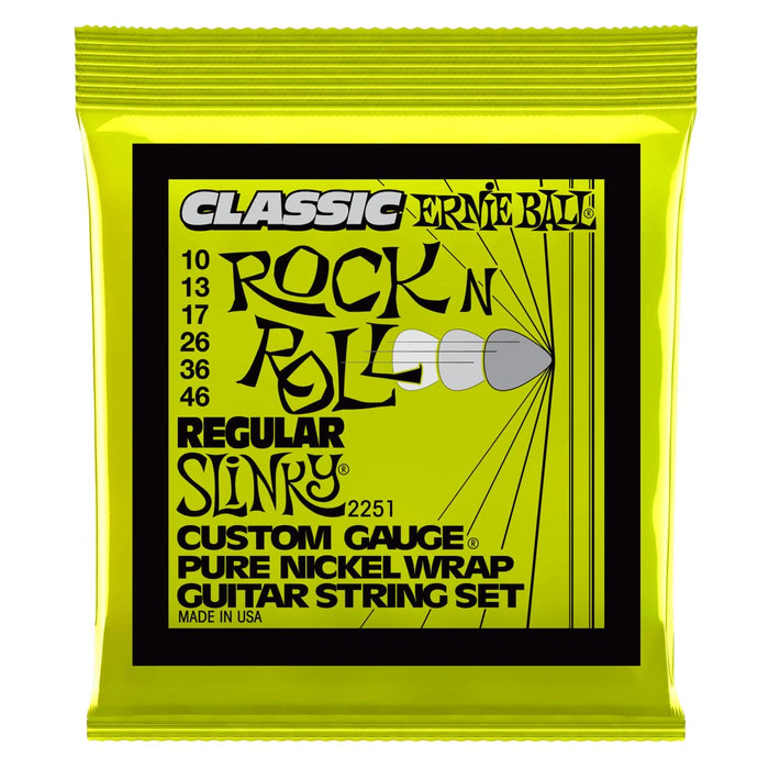 Cuerdas para guitarra eléctrica Ernie Ball 10-46 Regular Slinky Classic Rock N Roll con envoltura de níquel puro