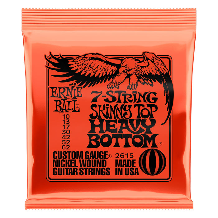 Cuerdas para guitarra eléctrica de siete cuerdas entorchadas en níquel Ernie Ball 10-62 Skinny Top Heavy Bottom Slinky