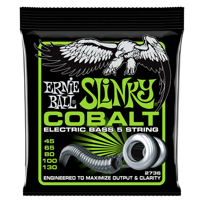 Cuerdas para bajo eléctrico de 5 cuerdas Ernie Ball 45-130 Slinky Cobalt