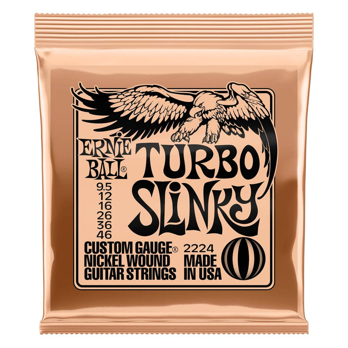 Cuerdas para guitarra eléctrica Ernie Ball 9.5-46 Turbo Slinky entorchadas en níquel