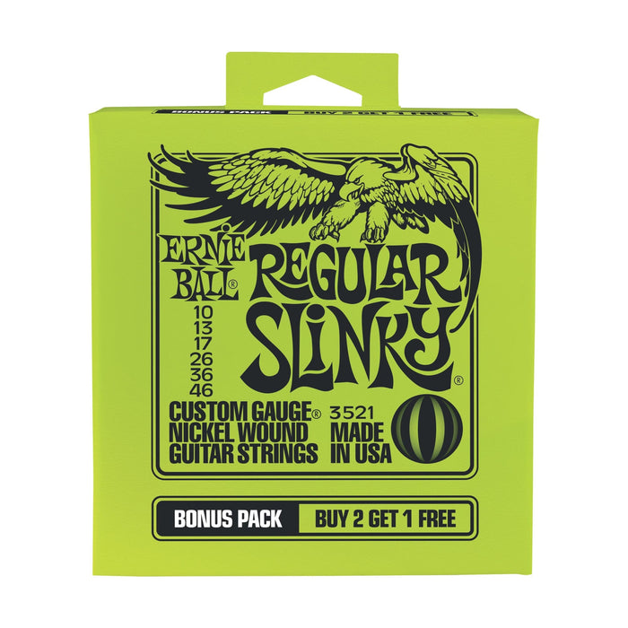 Ernie Ball Regular Slinky Nickel Wound Electric Guitar Strings + Bonus Pack