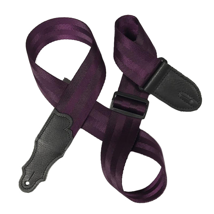 Cinturón de seguridad tipo aviador de 2 pulgadas con extremos de cuero negro, color morado, de Franklin Strap