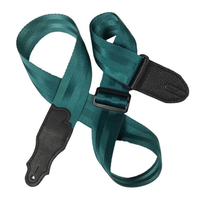 Cinturón de seguridad tipo aviador de 2 pulgadas con extremos de cuero negro, color verde azulado, de Franklin Strap