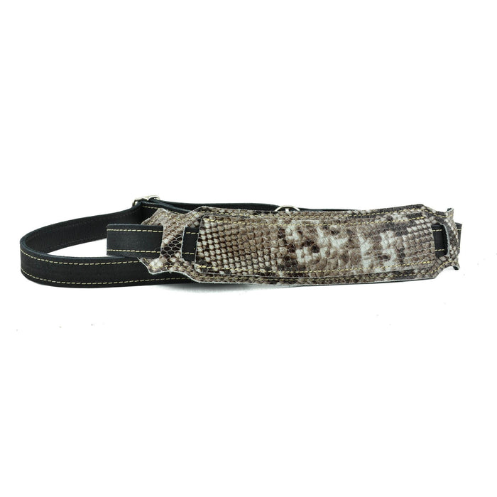 Franklin Strap Snakeskin Ball Glove Leather Vintage Strap with Natural Stitching - Black