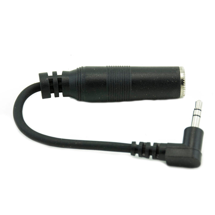 Adaptador para auriculares Hosa de 1/4" TRS a 3,5 mm en ángulo recto