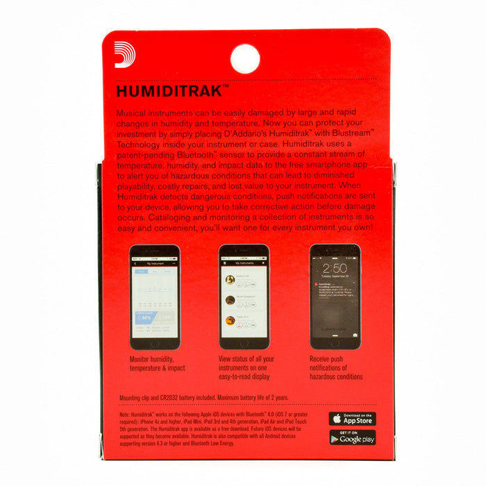 Sensor de humedad y temperatura Bluetooth Humiditrak de DAddario